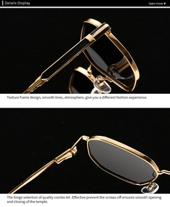 Macro view of premium gold metal frame and durable precision hinge on sunglasses