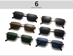 Detailed showcase of six color variations for these square vintage metal sunglasses