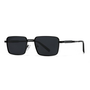 Classic black square polarized sunglasses with minimalist metal frame for men and women