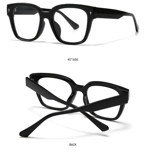 Detailed views of vintage black square sunglasses featuring silver star accents and thick temples