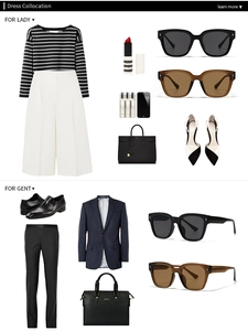 Fashion layout showing vintage sunglasses with professional outfit styling and accessories