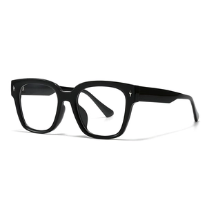 Retro square black frame glasses with star accents in a stylish 45-degree angle view