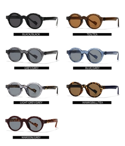 Detailed grid view showcasing seven color options for vintage wave frame sunglasses