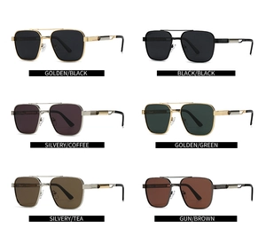 Polarized square metal sunglasses collection available in six stylish color combinations