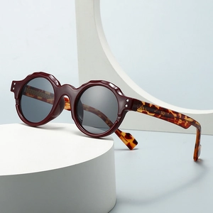 Retro Round Sunglasses With Scalloped Wavy Edge UV400 Fashion Vintage Acetate Frame For Women Men Streetwear