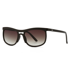 Modern cat-eye sunglasses with dark gradient lenses and silver accents on frame