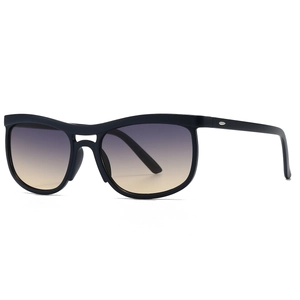 Modern matte black cat-eye sunglasses with purple gradient lenses for trendy women