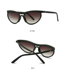Dual view of retro cat-eye sunglasses with gradient lenses and silver hinge detail