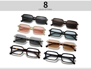 Collection of retro square sunglasses featuring eight stylish color frames and lens options