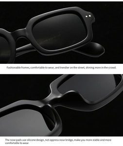 Detailansicht der quadratischen ZT-Y08 Sonnenbrille mit Silikon-Nasenpads und Mattoptik