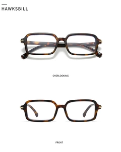 Detail view of square tortoiseshell sunglasses with classic front and top perspectives
