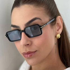 Rectangular Sunglasses Retro Square Frame UV400 Protection PC Plastic Metal Decor Modern Eyewear For Men Women