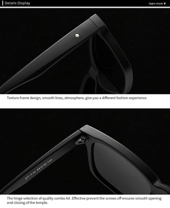 Detailansicht der matt schwarzen Sonnenbrille mit Sternemblem und Metallscharnier