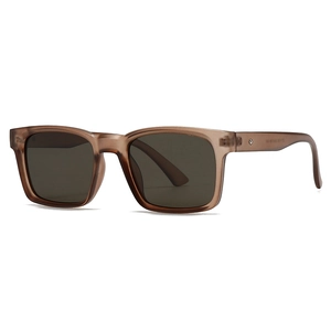 Moderne Retro-Quadrat-Sonnenbrille in Braun-Transparent mit dunkelgrauen Gläsern