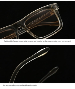 Macro detail of amber square sunglasses frame with temple model U-38001 specification
