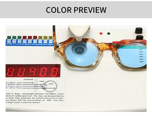 Test de protection UV400 montrant des lunettes de soleil écaillées aux verres bleus