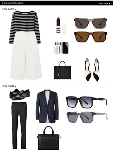 Fashionable dress collocation featuring square sunglasses for men and women