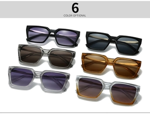 Detailed display of vintage round sunglasses in six color options including black and tea