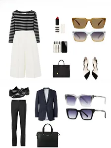 Fashionable dress collocation featuring vintage round sunglasses for ladies and gentlemen