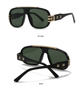 Detail view of oversized retro sunglasses showing 45-degree side and back foldable frame