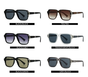 Six color options for square oversized retro sunglasses with metallic temple accents