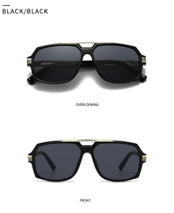 Lunettes de soleil pilote oversize avec détails dorés vus de dessus et de face