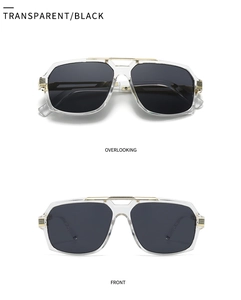 Vue macro de lunettes de soleil géométriques modernes avec monture noire transparente