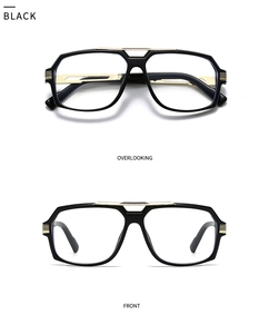 Détail de monture de lunettes pilote noires avec double pont doré et style rétro chic