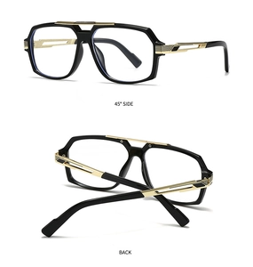 Détails de la vue latérale à 45 degrés et arrière des lunettes rétro avec découpe métal