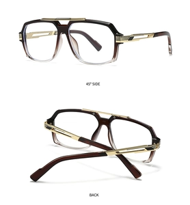 Détails de lunettes de soleil aviateur rétro avec monture dégradée et branches en métal doré