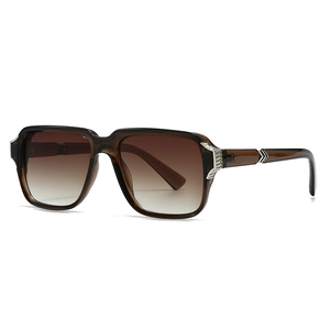 Vintage oversized square sunglasses with brown transparent frames and gradient lenses