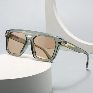 Oversized Square Sunglasses Retro Modern Plastic Frame Gold Metal Accents UV400 Protection Street Fashion For Women Men