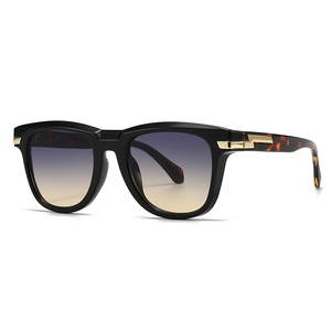Moderne Retro-Sonnenbrille mit schwarzem Rahmen, Schildpatt-Bügeln und Verlaufsgläsern