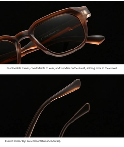 Detailed close-up of retro tortoiseshell sunglasses frame with ZT-Y05 size engraving