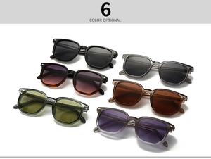 Detail view of 6 color options for polygon sunglasses with iconic metal arrow rivets