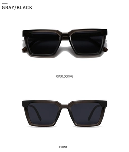 Vue détaillée des lunettes de soleil carrées polarisées noires de style rétro moderne