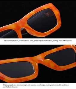Detail of integrated silicone nose pads on orange tortoiseshell square sunglasses