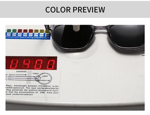 Close-up of polarized sunglasses lens undergoing ultraviolet rays cutting test