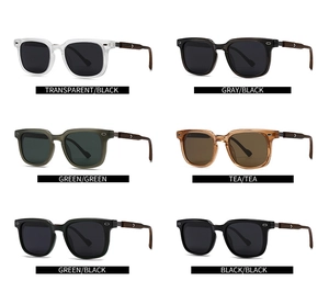 Variety of retro polarized sunglasses with textured wooden style temples and metal arrows