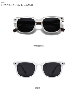 Front and top view of retro round polarized sunglasses with translucent matte frames