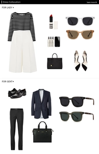 Flat lay showing polarized sunglasses paired with striped top and fashion accessories