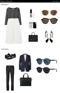Detailed fashion lookbook with sunglasses, professional suits, and stylish accessories