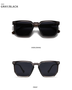 Macro detail of polygon polarized sunglasses with gray frame and wooden texture temple