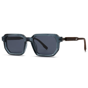 Retro Polygon Polarized Sunglasses UV400 Protection Wood Grain Temples Geometric PC Frame Eyewear For Men Women