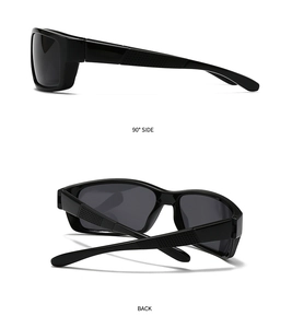 Detailsicht der quadratischen Polarisationsbrille mit Seitengitterstruktur und Klappdesign