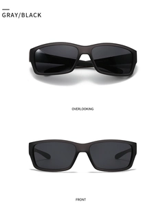 Klassische quadratische polarisierte Sonnenbrille in Mattschwarz und Grau, Frontansicht
