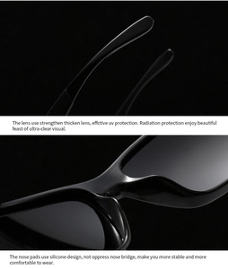 Detail von polarisierter Quadrat-Sonnenbrille mit UV-Schutz und Silikon-Nasenpads