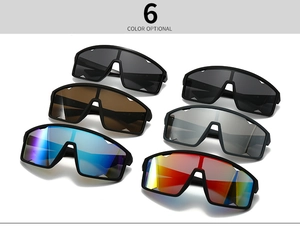 Matrix display of square polarized sunglasses showing six different lens color options