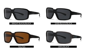 Square polarized sunglasses in bright black, sand black, tea and gray frame options