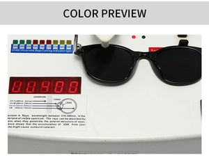 UV400 protection test showing ultraviolet light blocking on retro square frame sunglasses